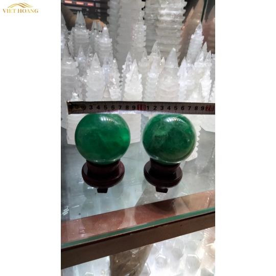 QUẢ CẦU PHONG THỦY ĐÁ FLUORIT MÀU XANH