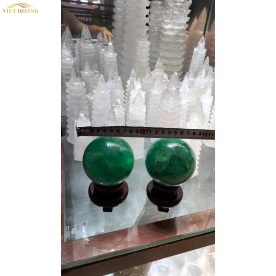 QUẢ CẦU PHONG THỦY ĐÁ FLUORIT MÀU XANH