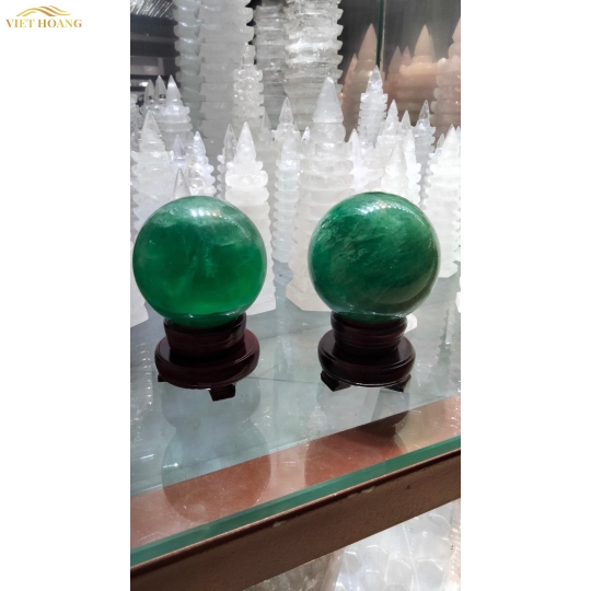 QUẢ CẦU PHONG THỦY ĐÁ FLUORIT MÀU XANH
