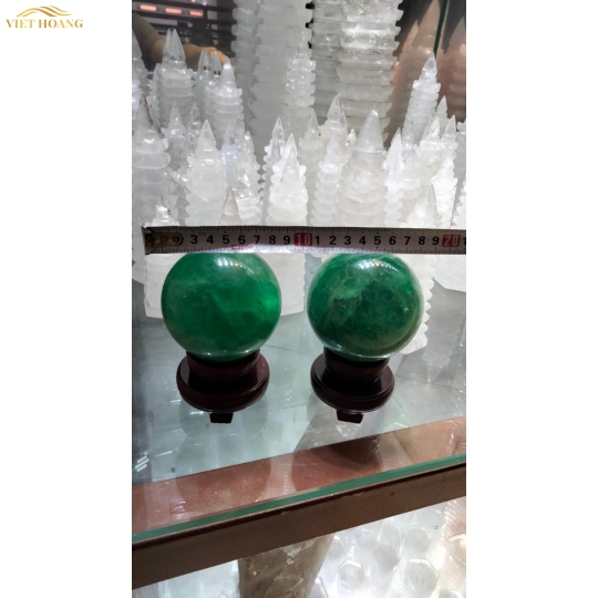 QUẢ CẦU PHONG THỦY ĐÁ FLUORIT MÀU XANH